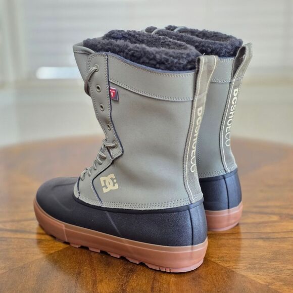 DC Reach Snow Boots Grey Black Men's Size 9 Primaloft Fur Insulated Lace-Up New - Picture 5 of 15